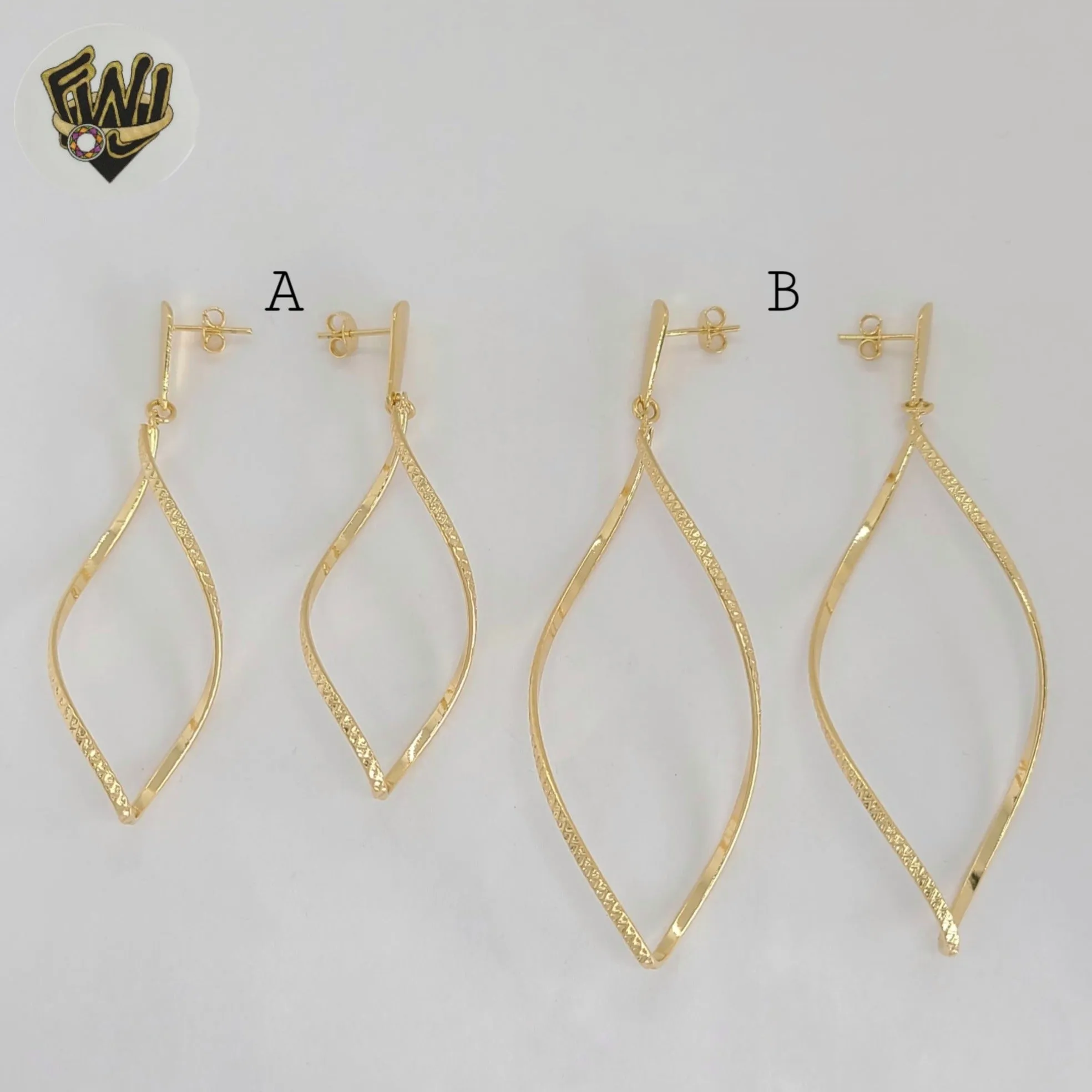 (1-1240) Gold Laminate - Long Carved Earrings - BGF