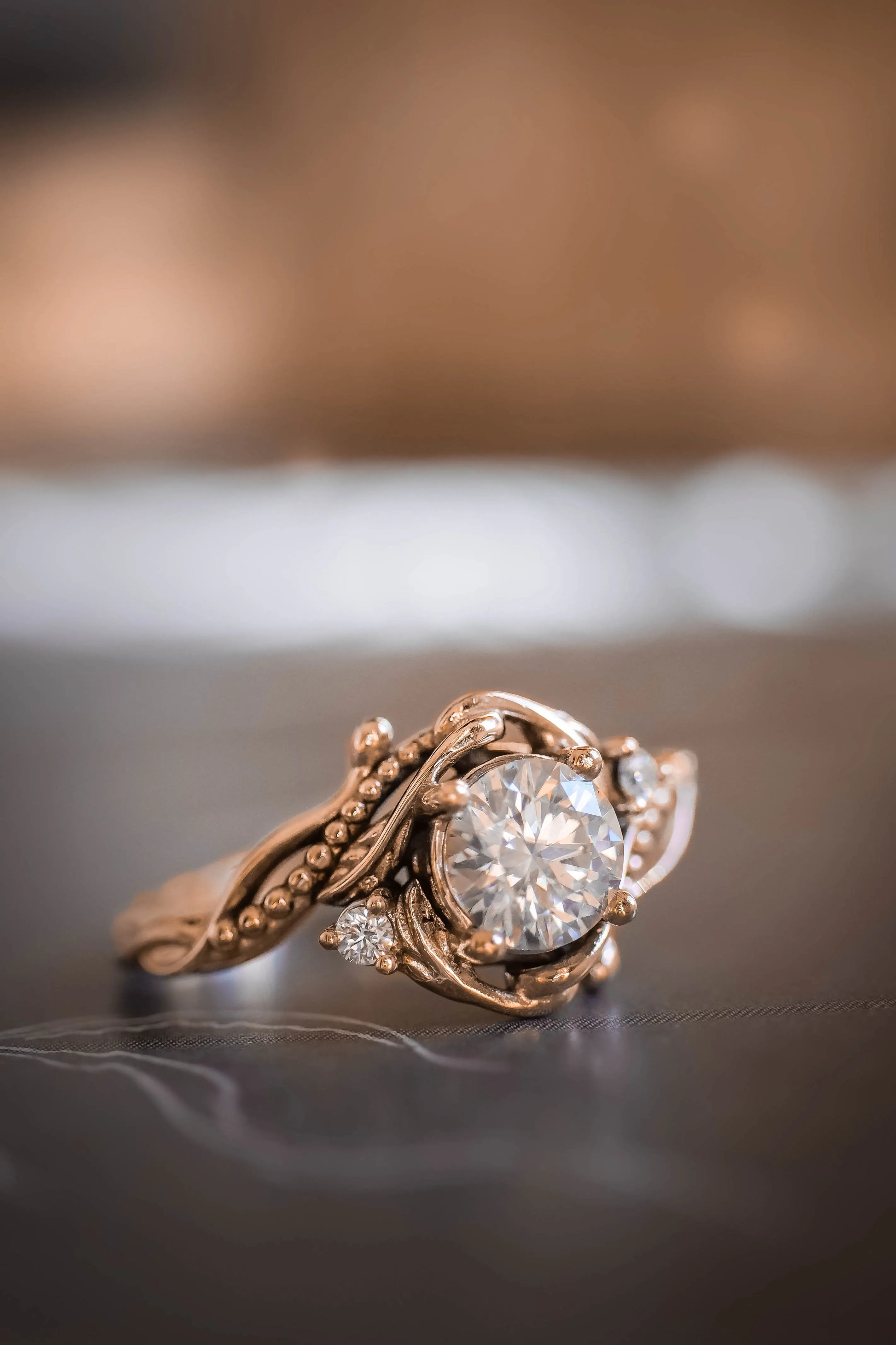 1 carat moissanite bridal ring set / Undina