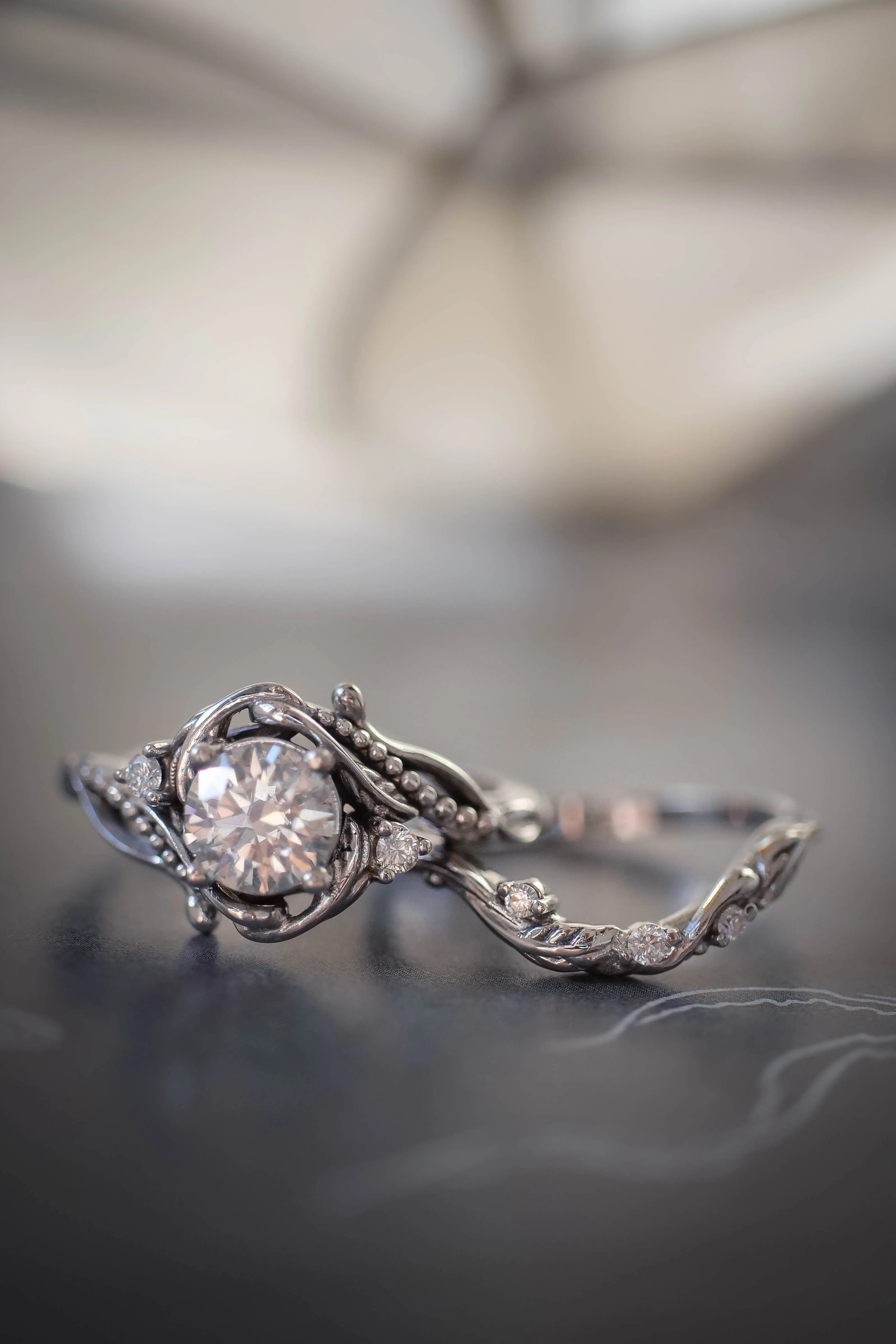 1 carat moissanite bridal ring set / Undina