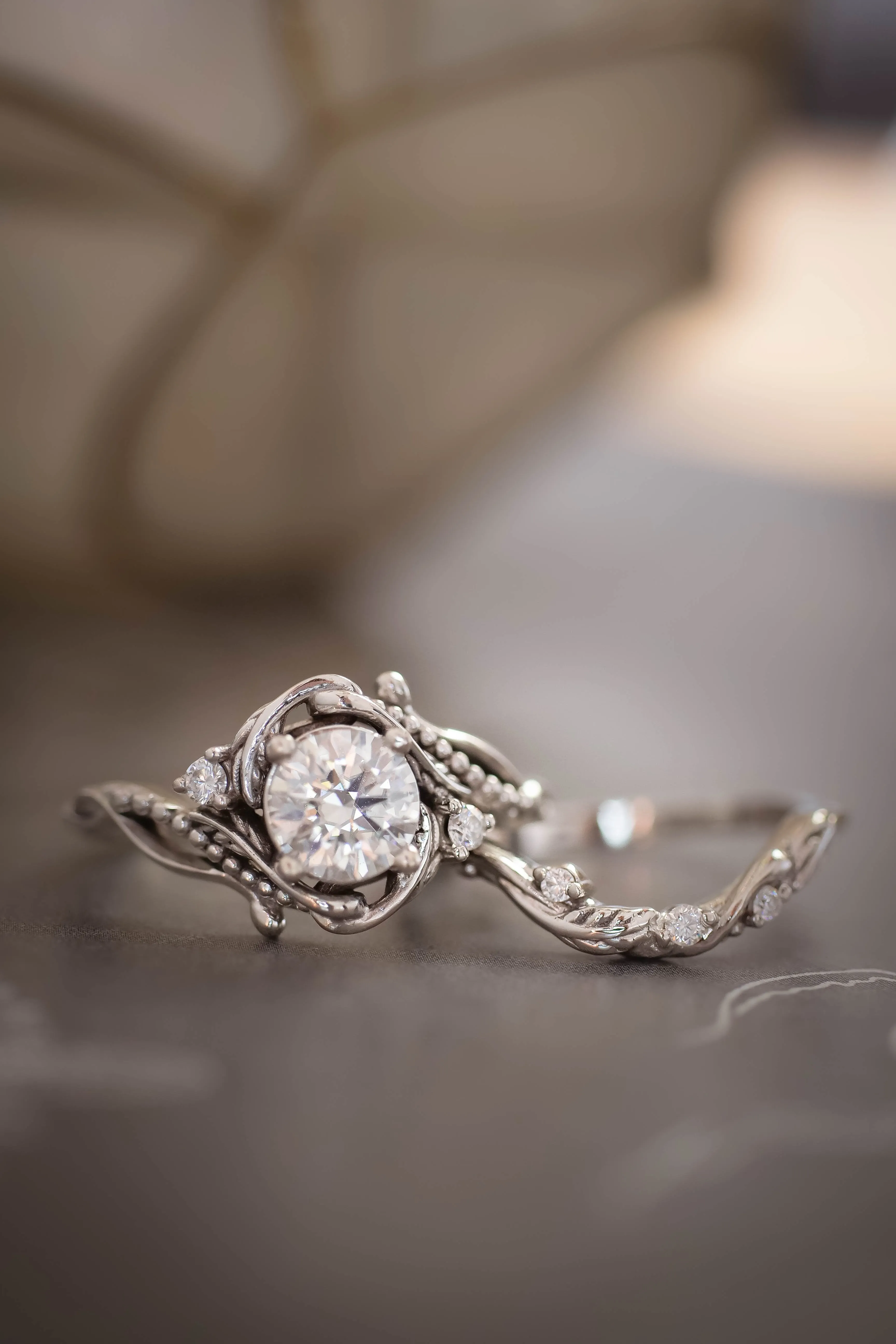 1 carat moissanite bridal ring set / Undina