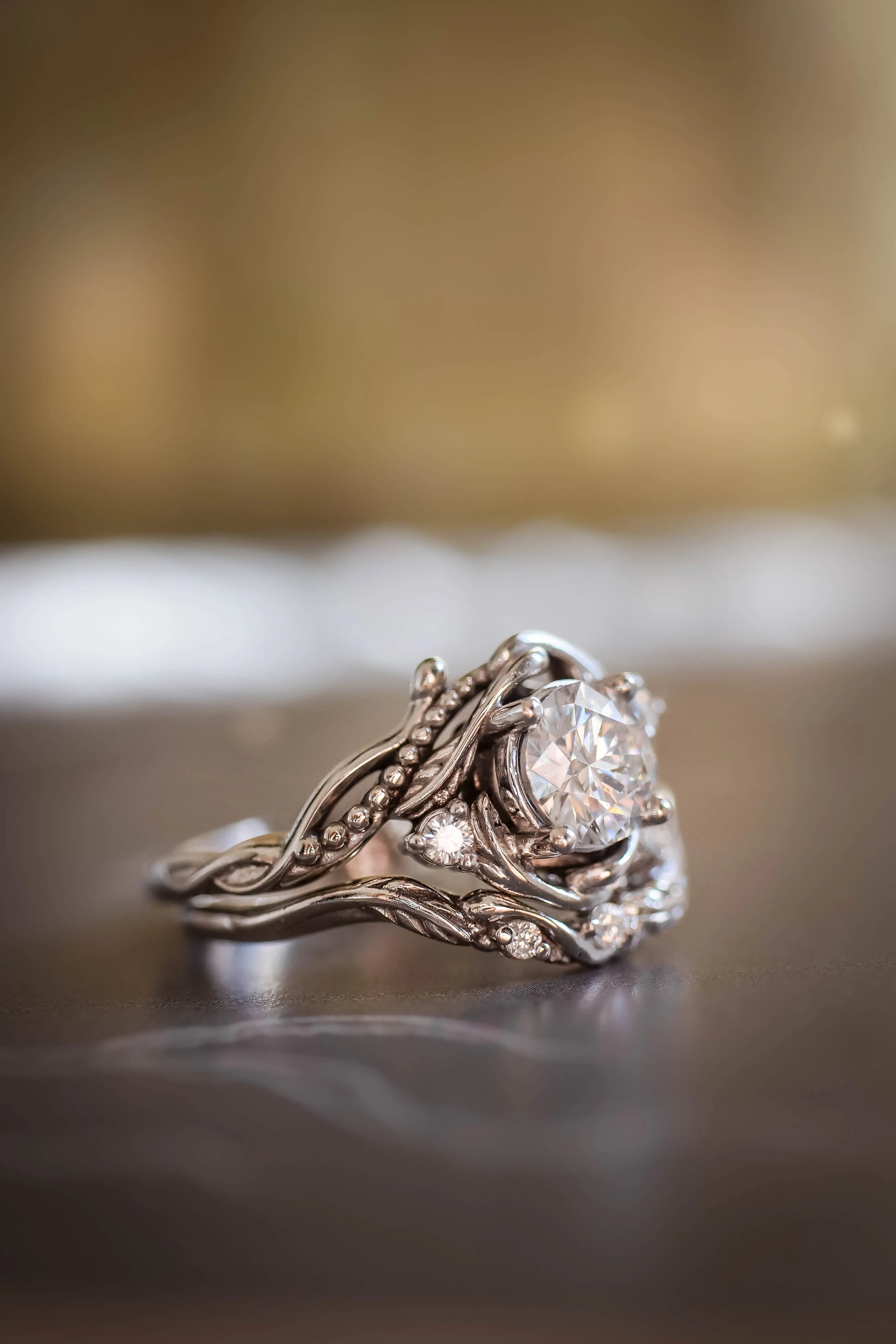 1 carat moissanite bridal ring set / Undina