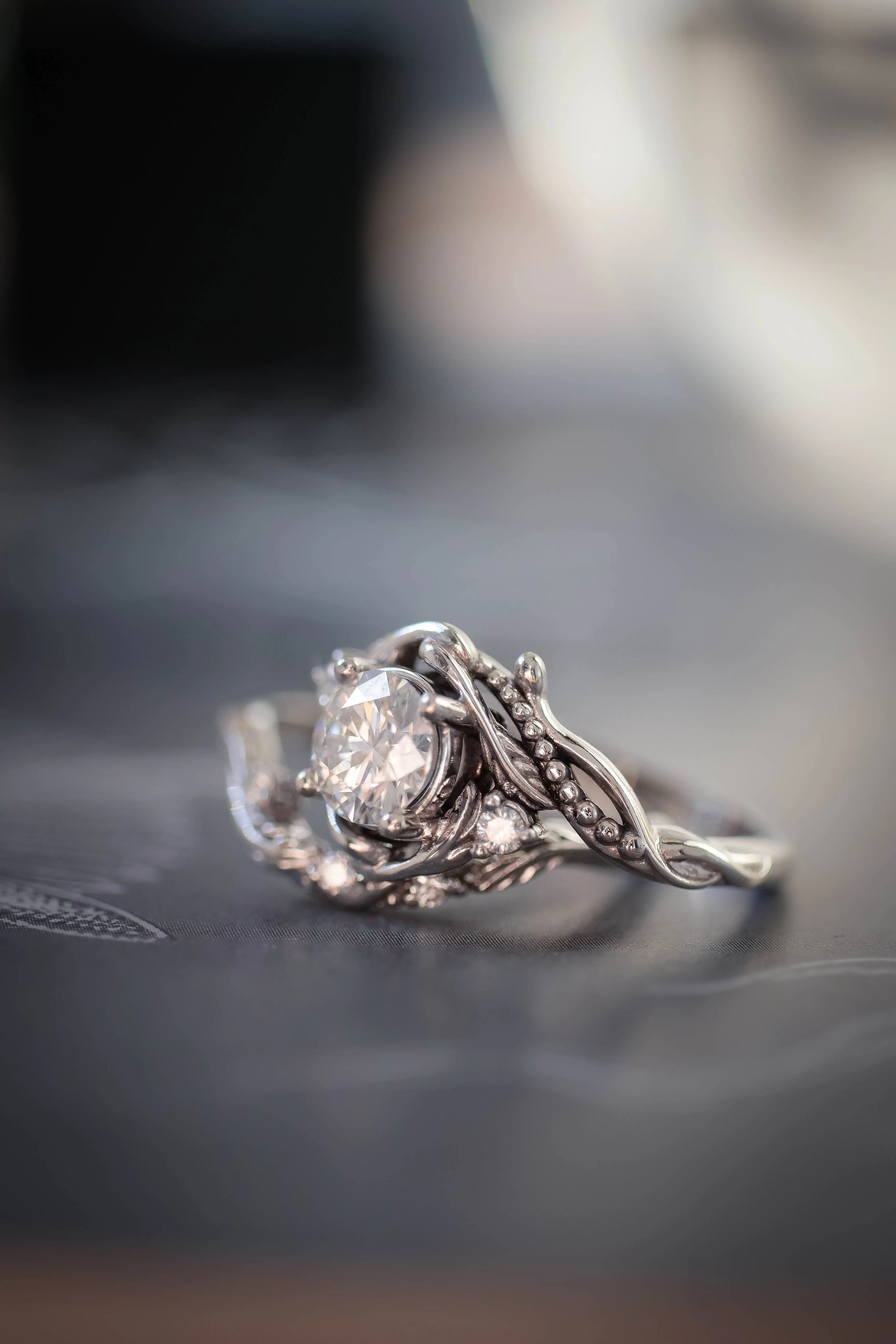 1 carat moissanite bridal ring set / Undina