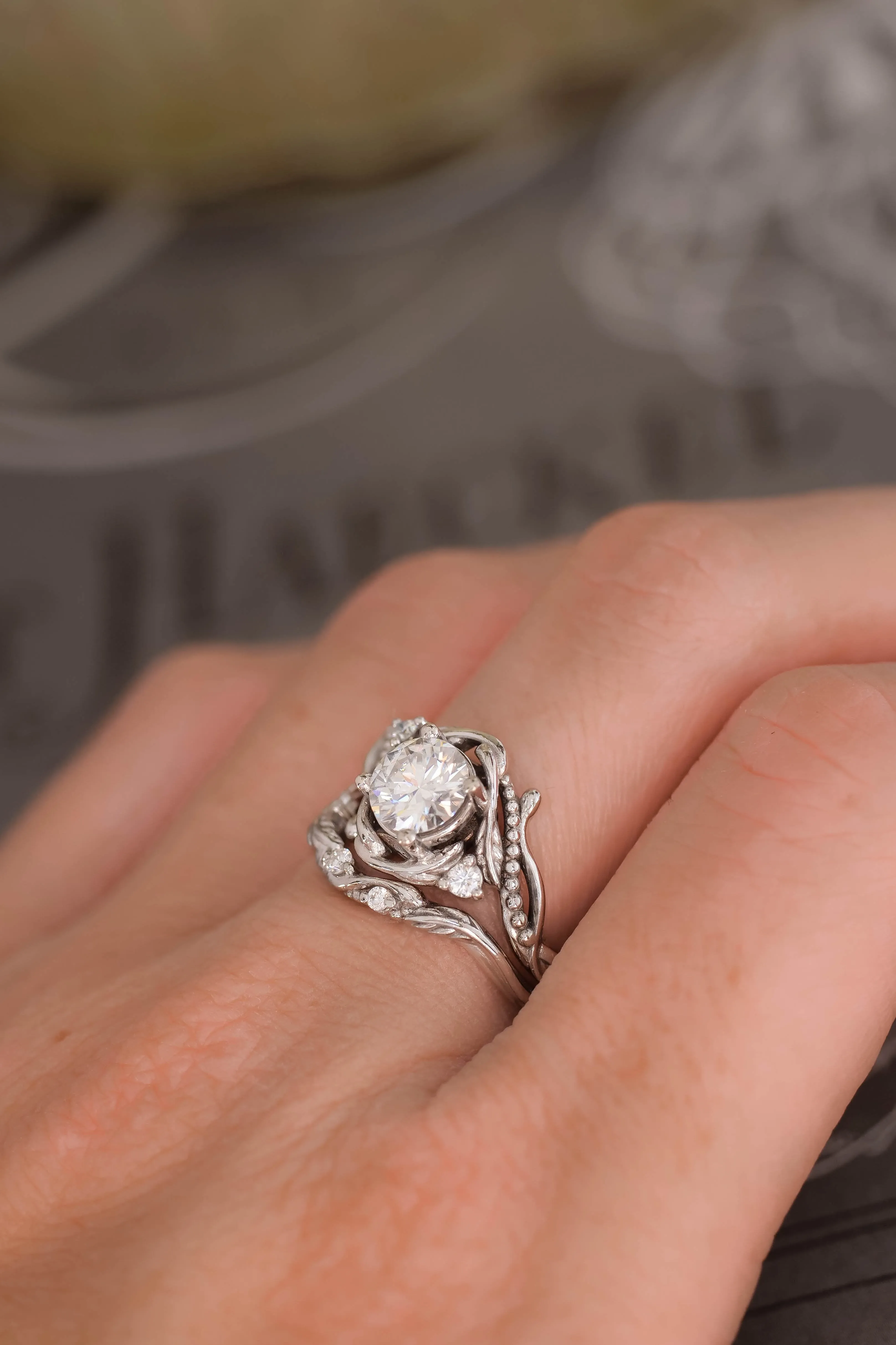 1 carat moissanite bridal ring set / Undina