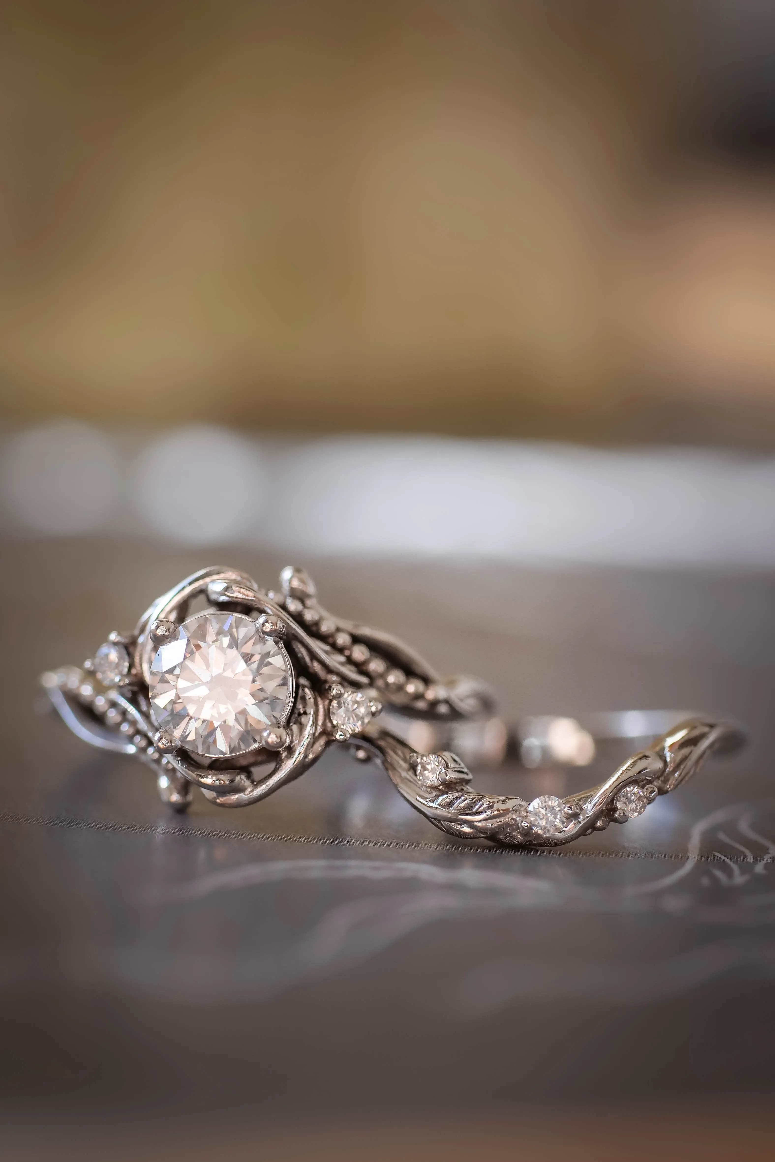 1 carat moissanite bridal ring set / Undina