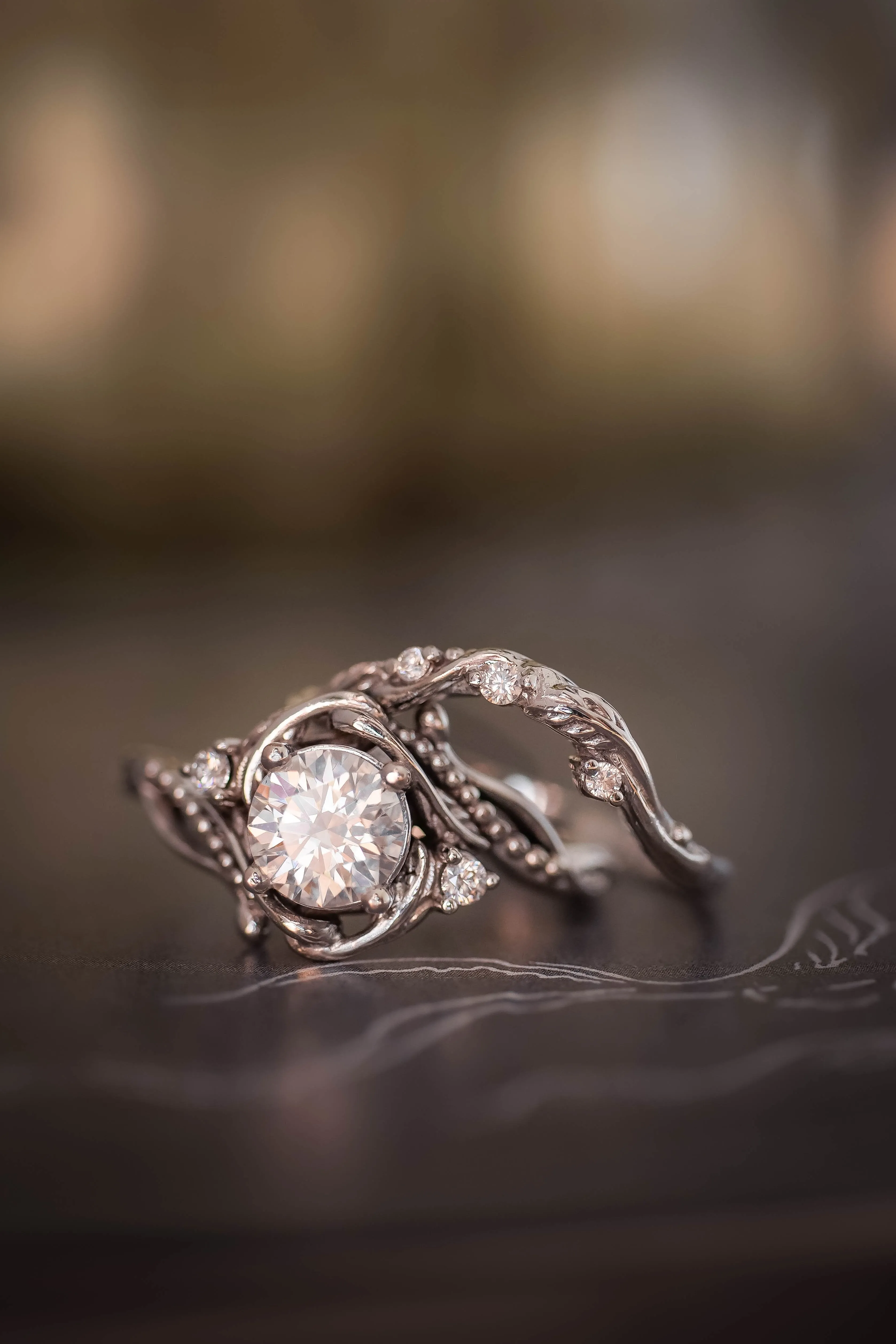 1 carat moissanite bridal ring set / Undina
