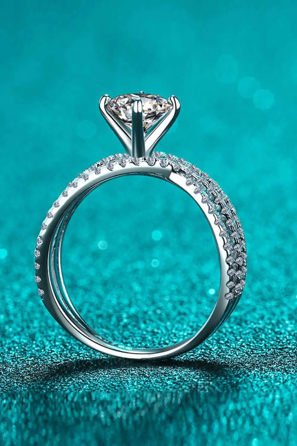 1 Ct Moissanite Crisscross Ring in Silver