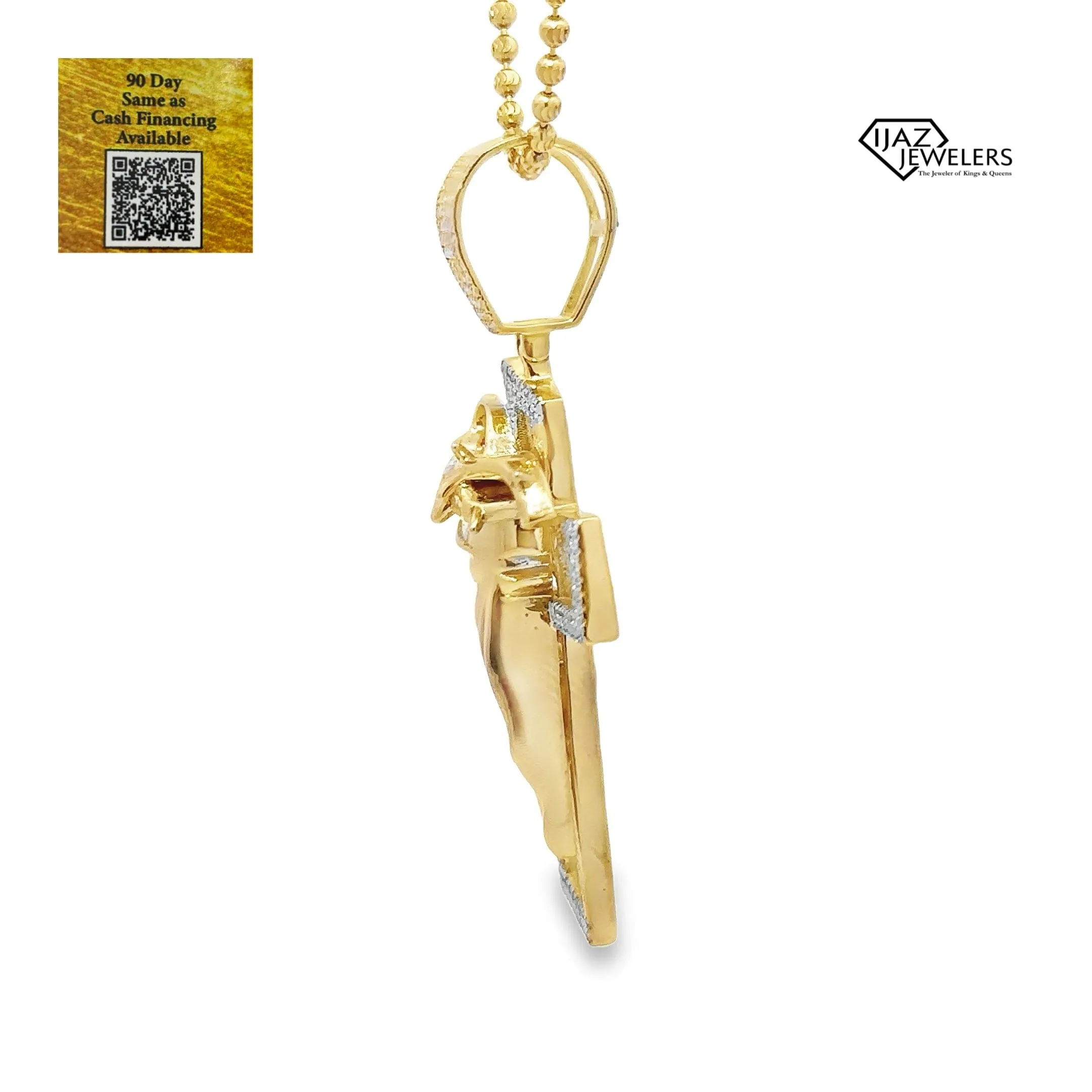 10K Gold 0.50 CTW Diamond Jesus Face Cross Charm