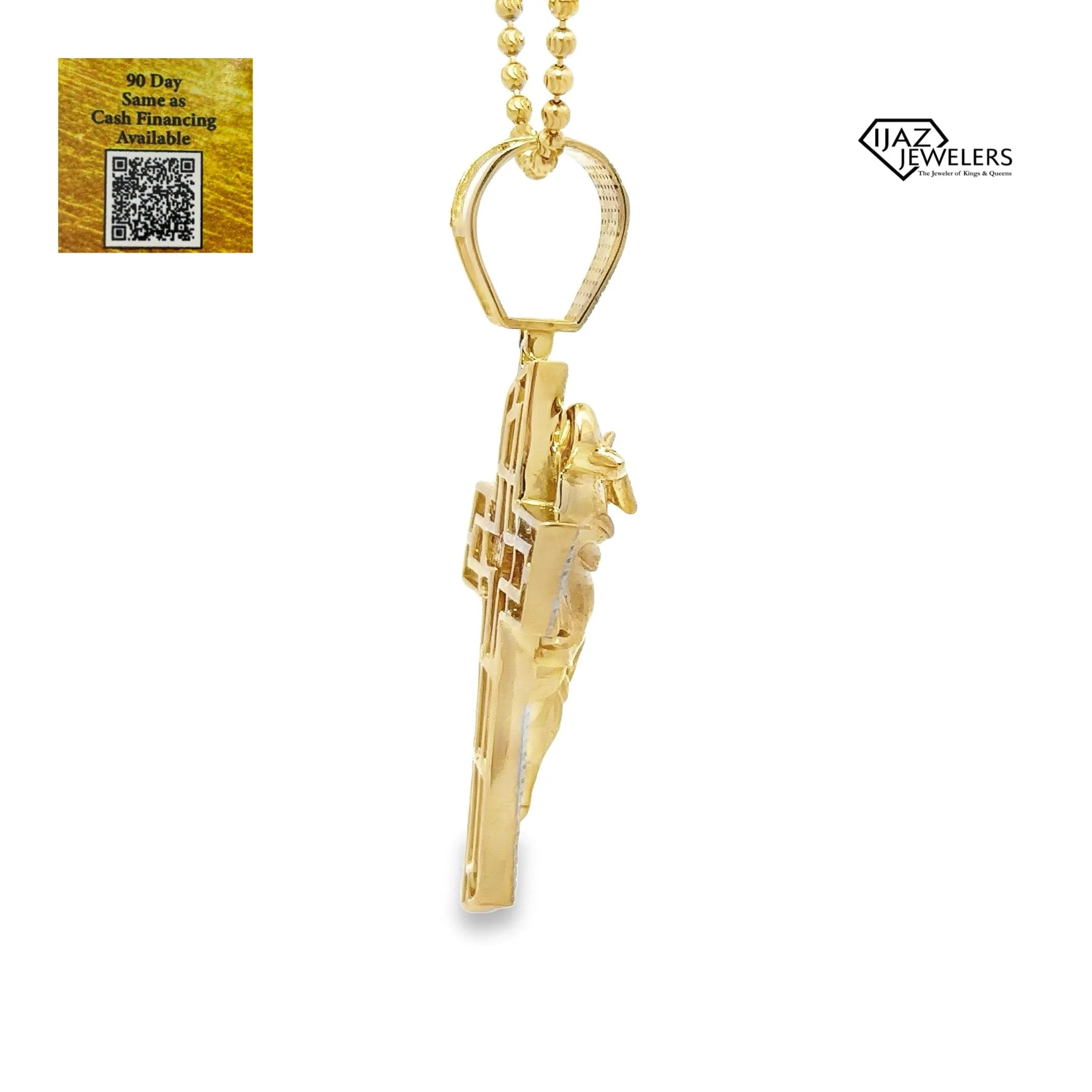 10K Gold 0.50 CTW Diamond Jesus Face Cross Charm