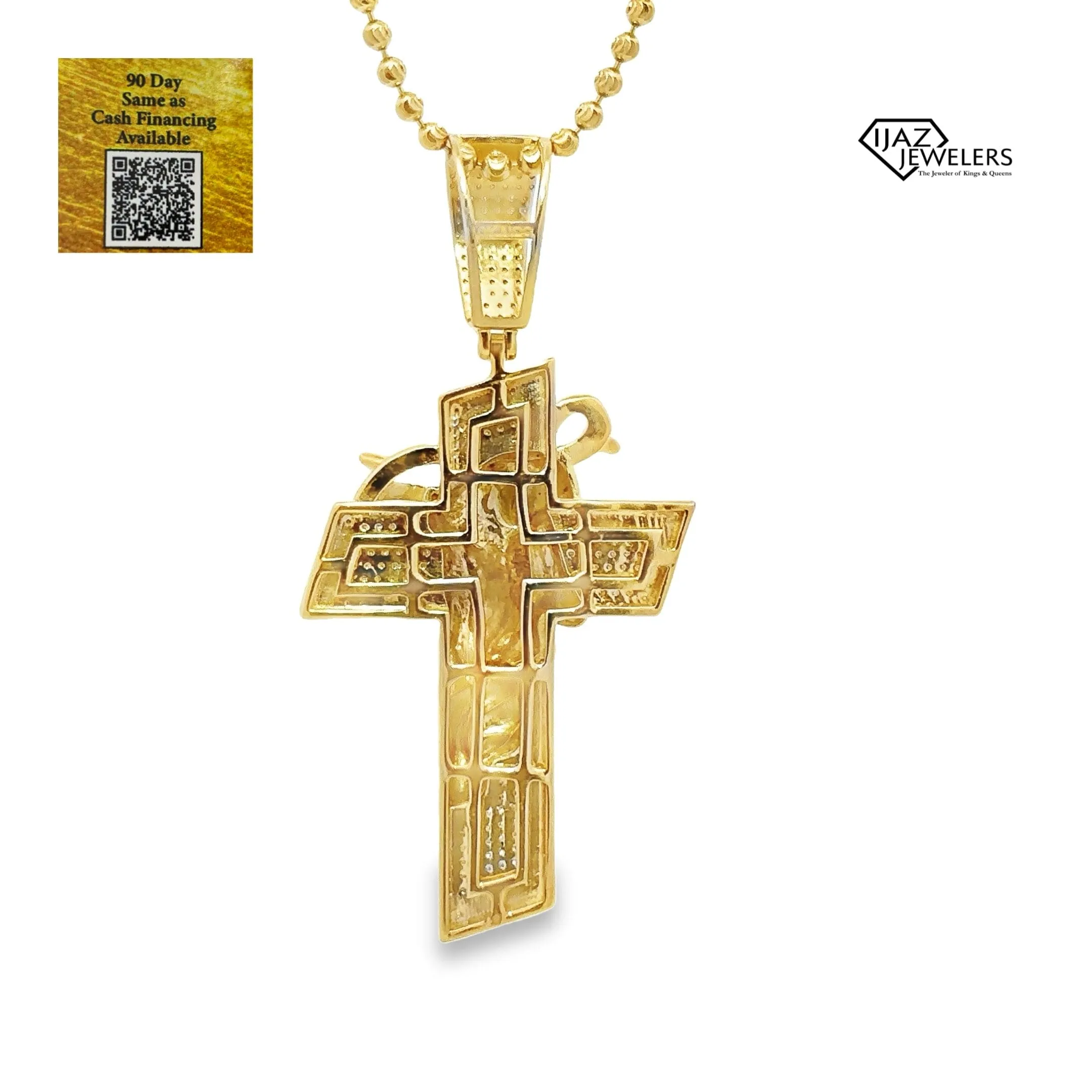 10K Gold 0.50 CTW Diamond Jesus Face Cross Charm