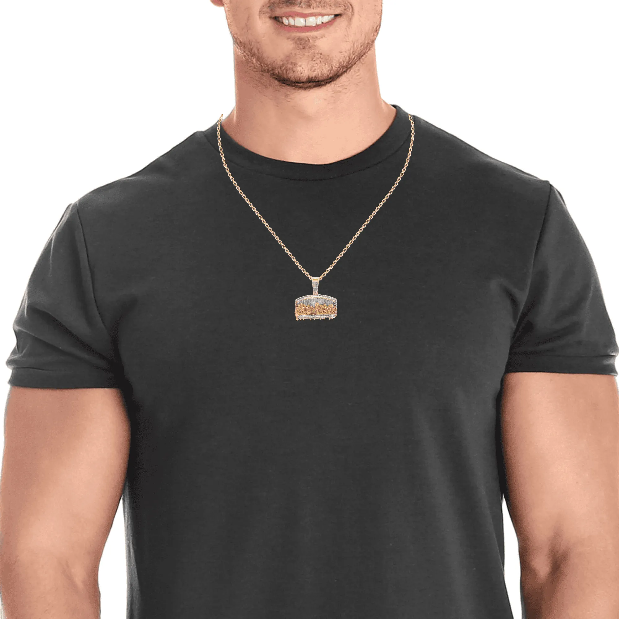 10K Gold 1.38 CTW Diamond Last Supper Charm