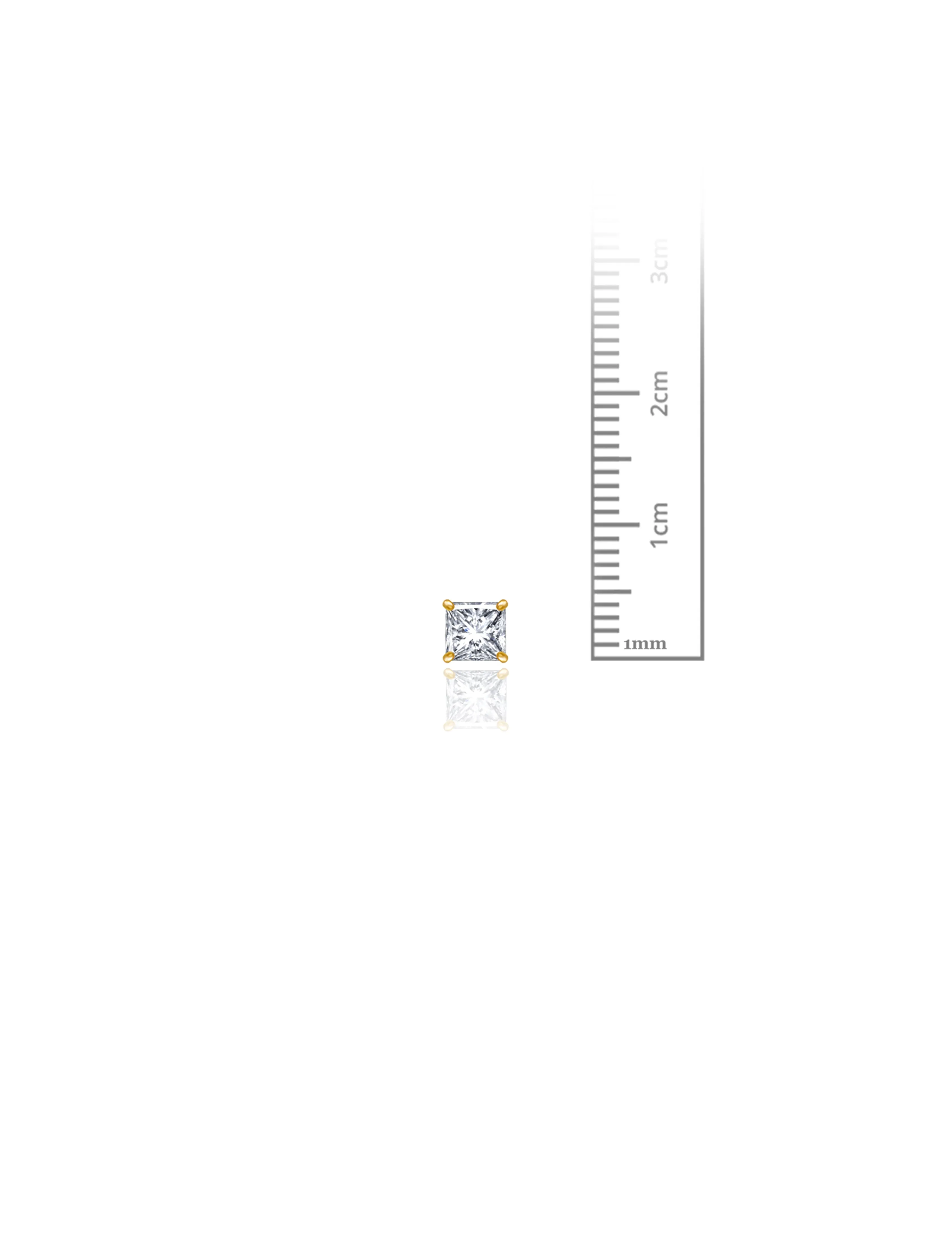 14K Yellow Gold 4MM Square CZ Pushback Stud Earrings