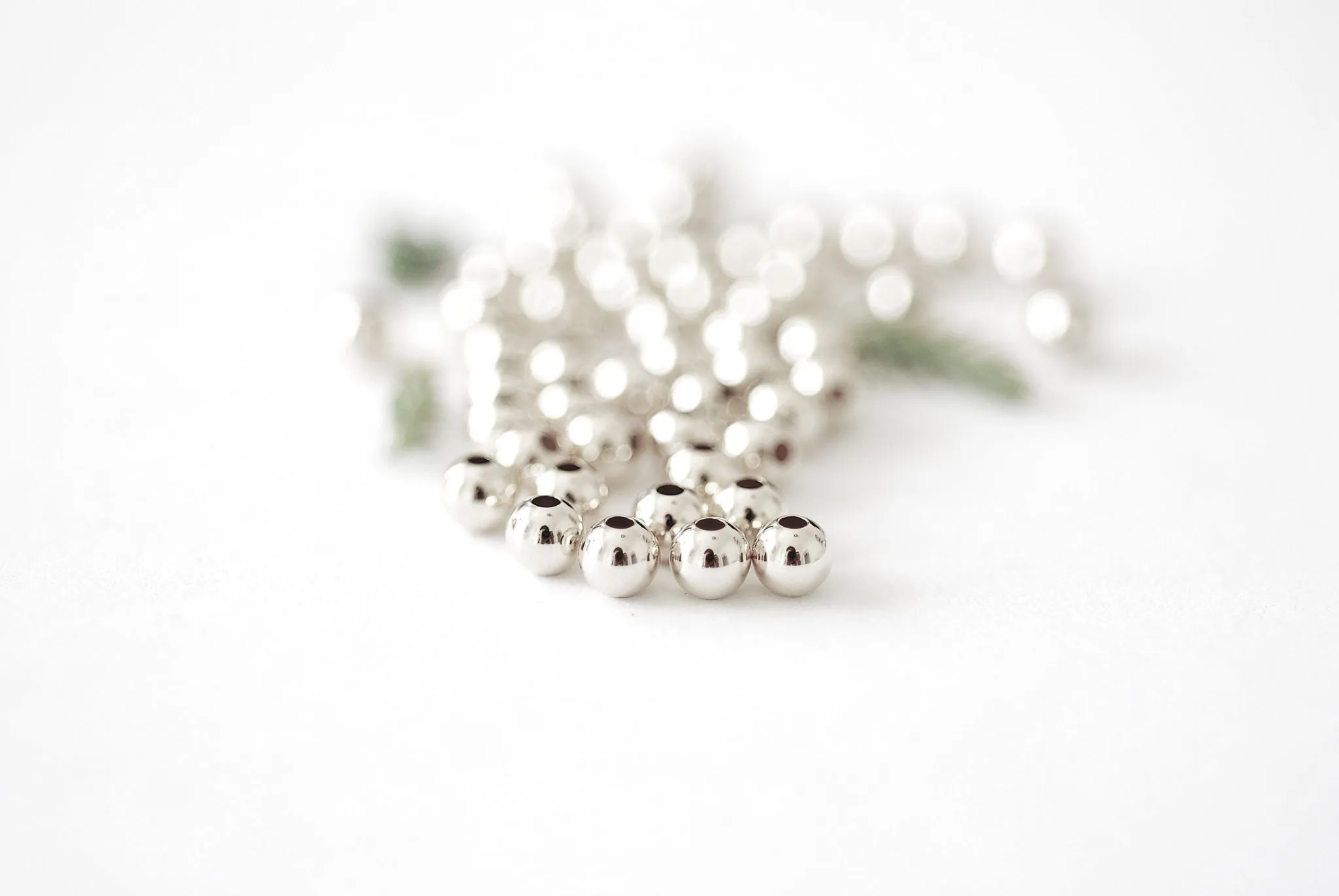 5.0mm Bead Sterling Silver 1.5mm Hole, (10 Pack) Wholesale Jewelry Making Beads