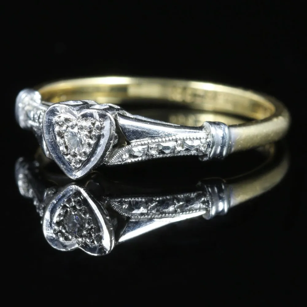 Antique Edwardian Heart Diamond Engagement Ring Circa 1915