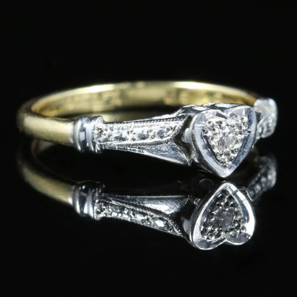 Antique Edwardian Heart Diamond Engagement Ring Circa 1915