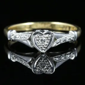 Antique Edwardian Heart Diamond Engagement Ring Circa 1915