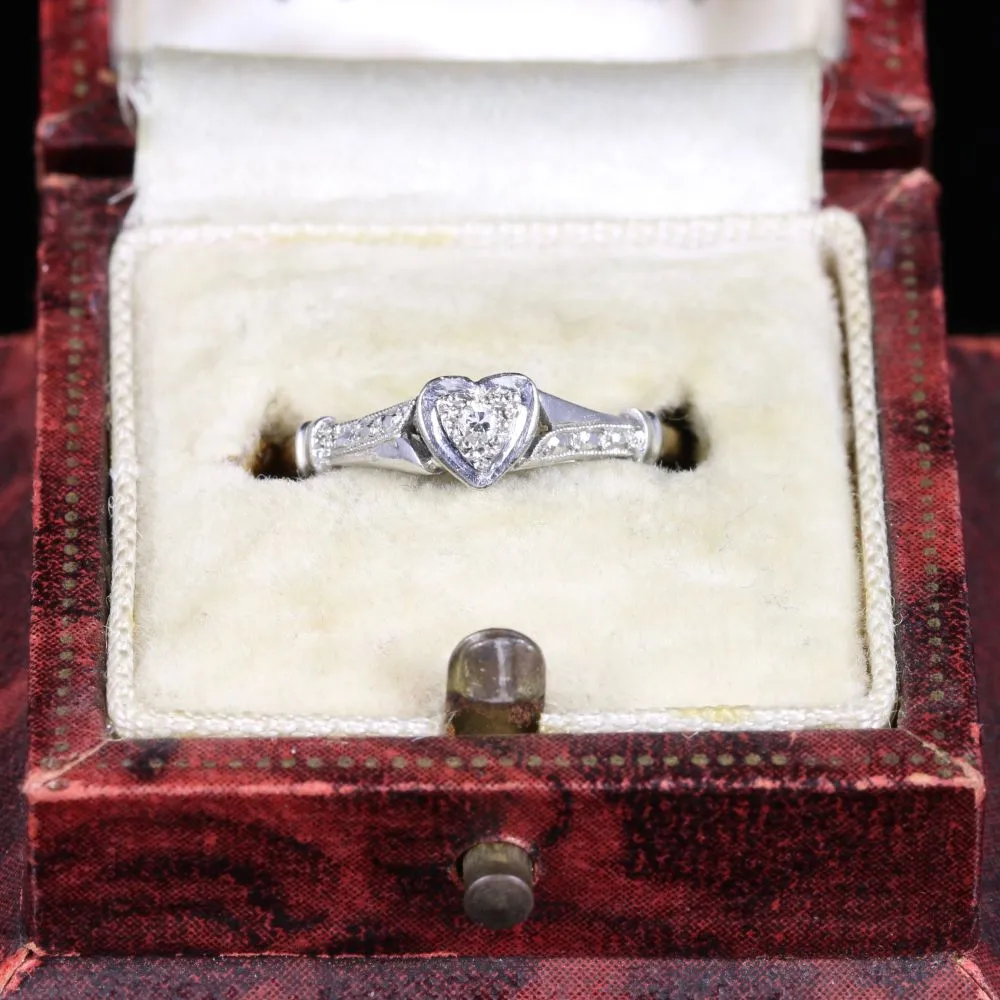 Antique Edwardian Heart Diamond Engagement Ring Circa 1915