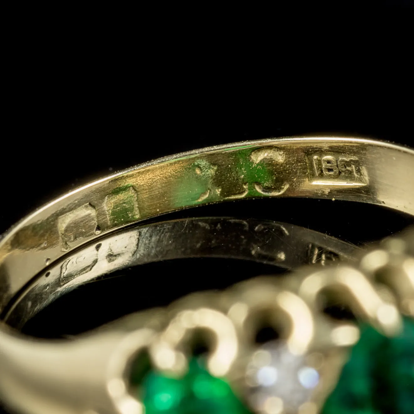 Antique Victorian 18Ct Gold Emerald Diamond Ring Circa 1900