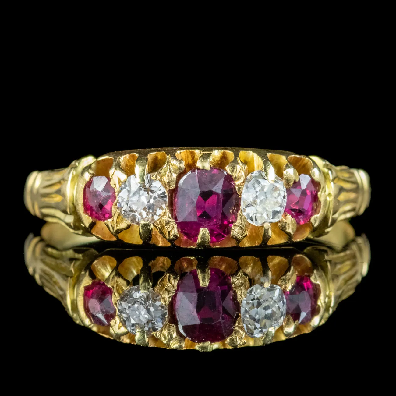 Antique Victorian Ruby Diamond Ring 0.45ct Of Ruby