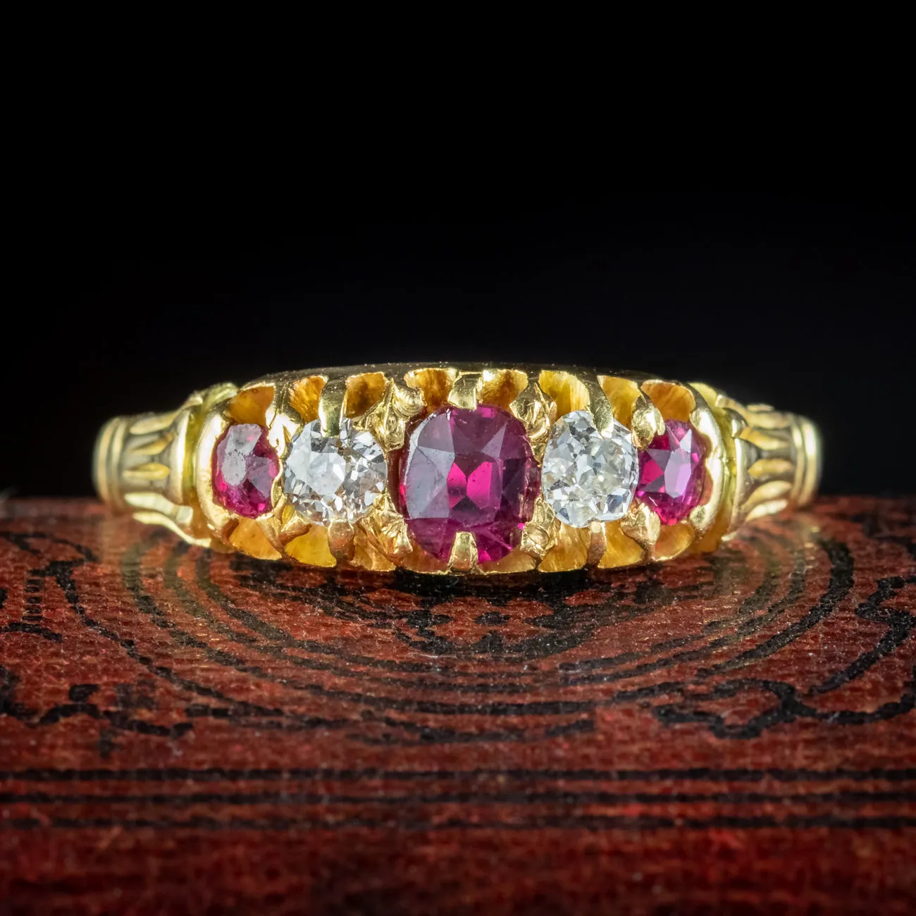 Antique Victorian Ruby Diamond Ring 0.45ct Of Ruby