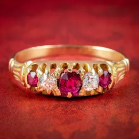 Antique Victorian Ruby Diamond Ring 0.45ct Of Ruby