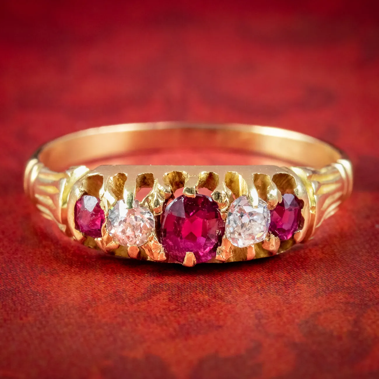 Antique Victorian Ruby Diamond Ring 0.45ct Of Ruby