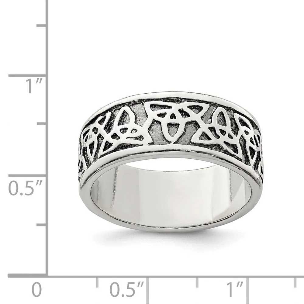 Antiqued Celtic Knot Ring in Sterling Silver