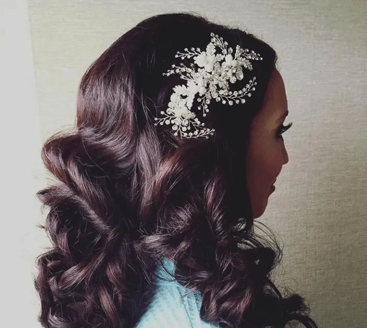 Bridal Headpiece Clip of Jewel Sprays and Pearls