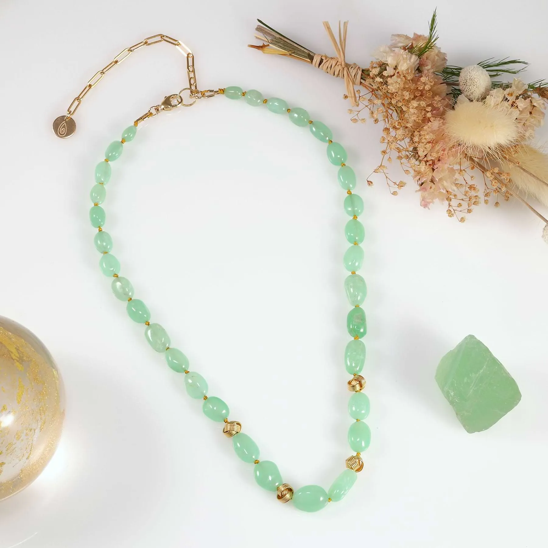 Celedon - Chrysoprase Nugget Necklace