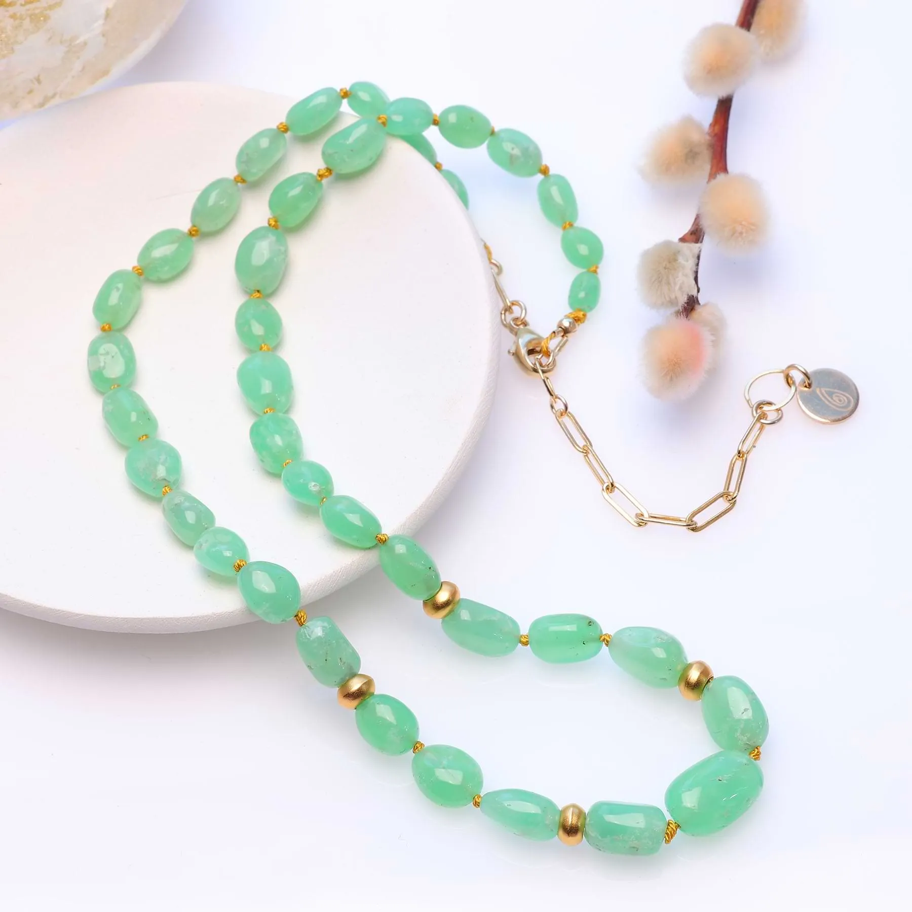 Celedon - Chrysoprase Nugget Necklace