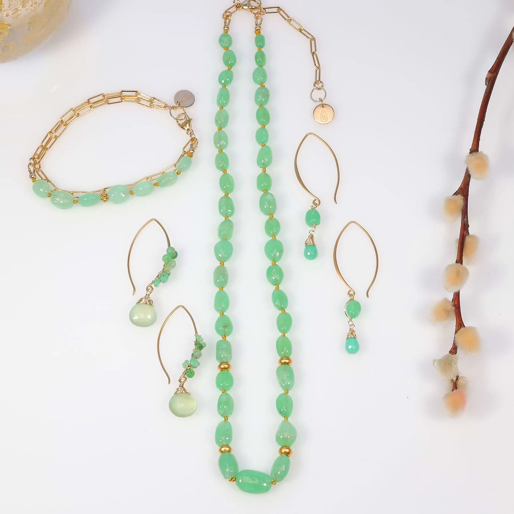 Celedon - Chrysoprase Nugget Necklace