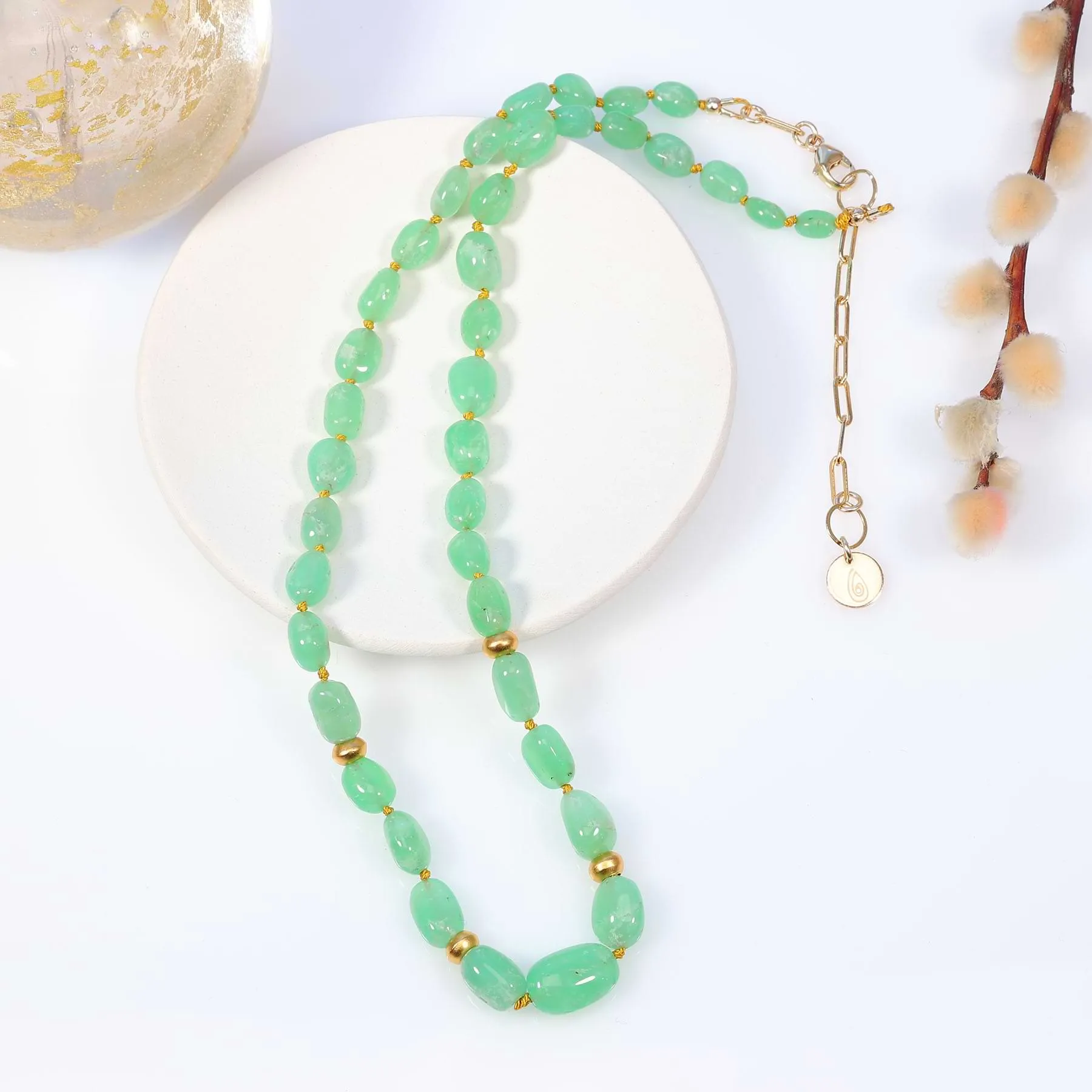 Celedon - Chrysoprase Nugget Necklace