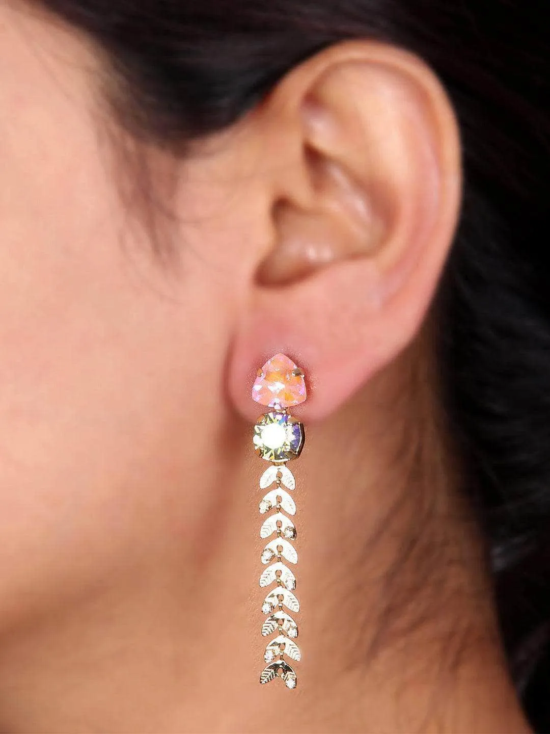 Crystal Trail Earrings Pink