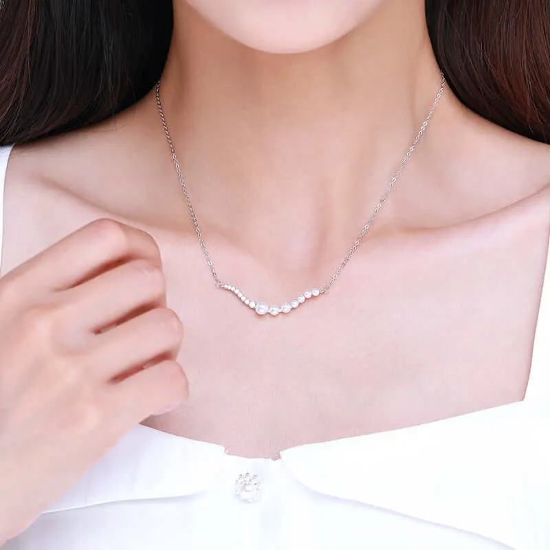 CZ Diamond 925 Sterling Silver Pearl Pendant Necklace