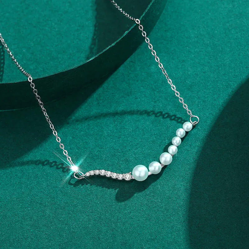 CZ Diamond 925 Sterling Silver Pearl Pendant Necklace