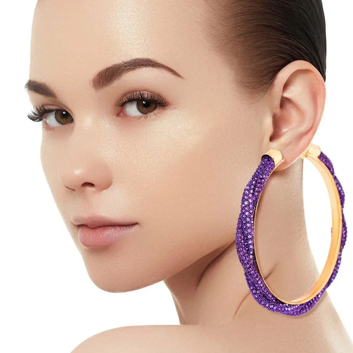Dazzle Everyone: Purple Shimmer Hoop Earrings You Need Now!
