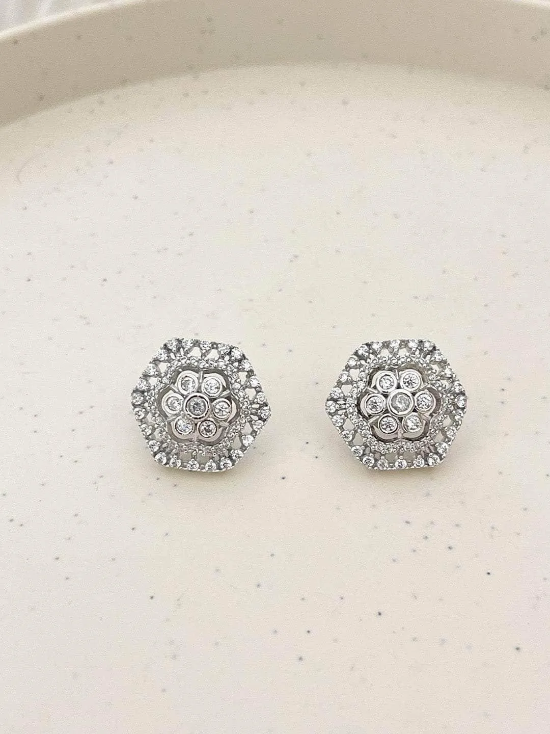 Diamond Cluster Honeycomb Earring