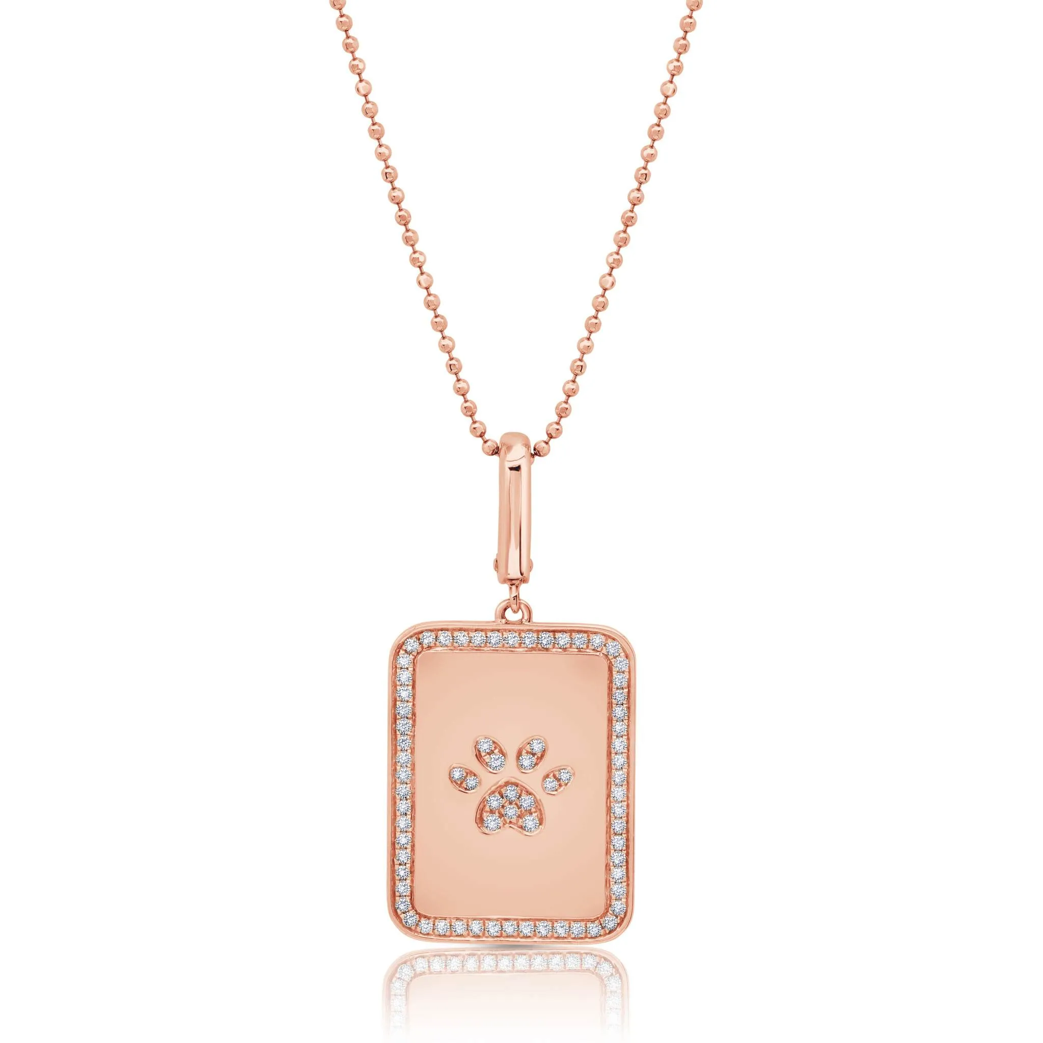Dog Paw Rectangle Pendant Necklace