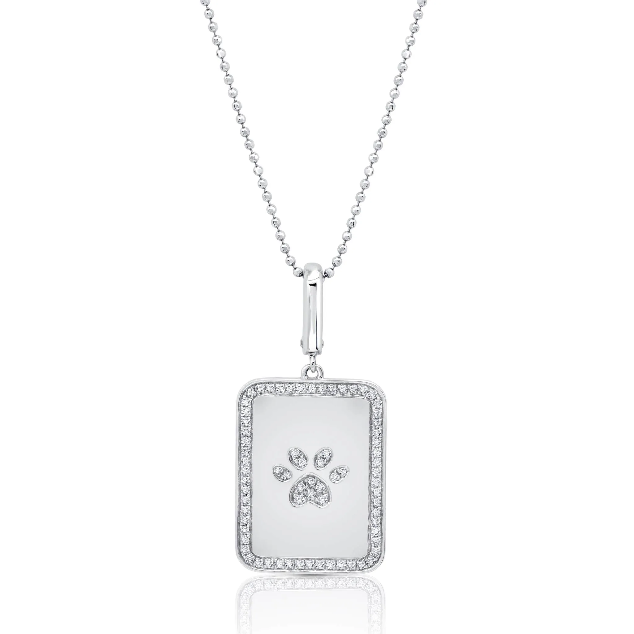Dog Paw Rectangle Pendant Necklace