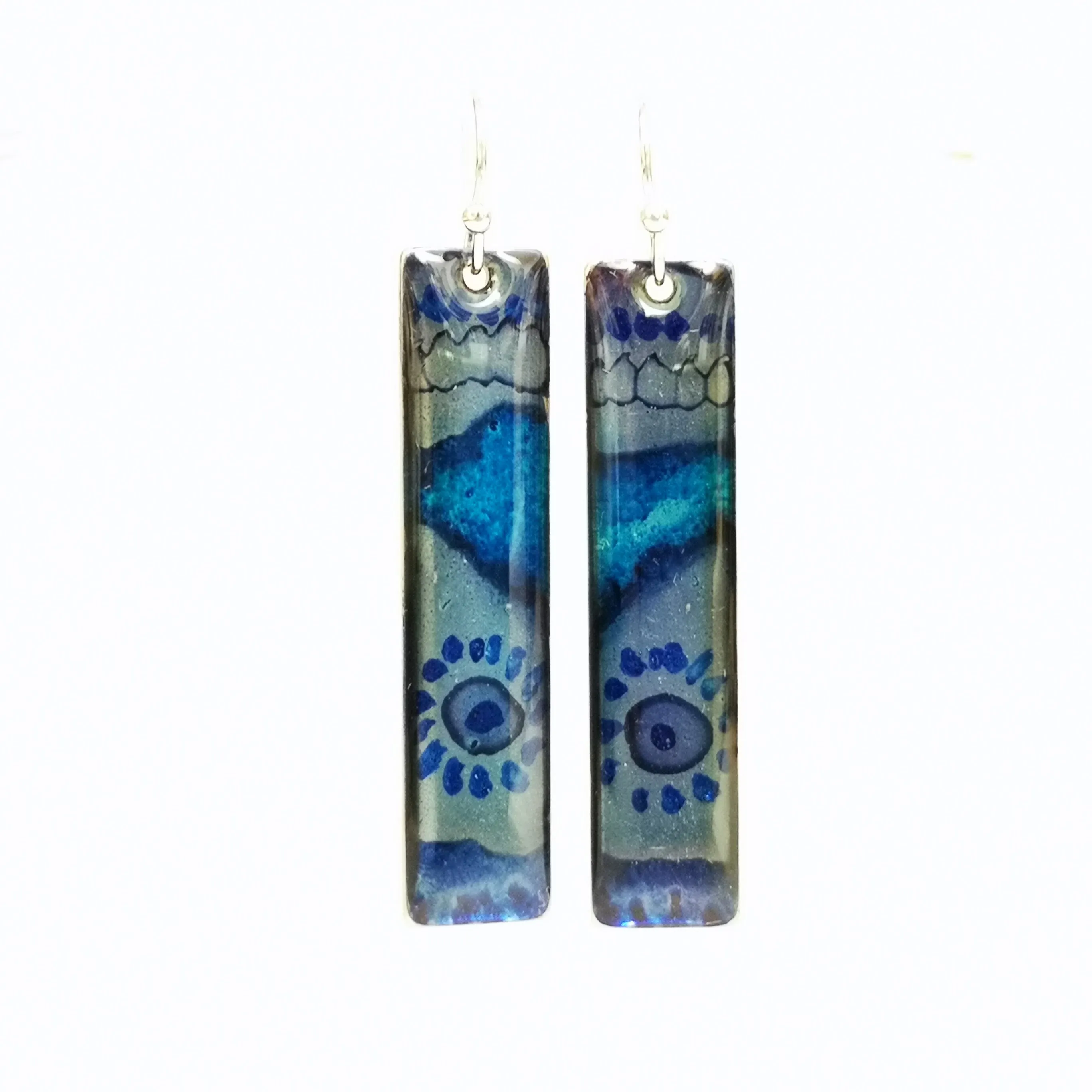 Dynamic - long drop earrings with sterling silver earring hooks