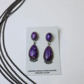 Elouise Kee | Navajo Handmade Sterling Silver & Charoite Drop Earrings
