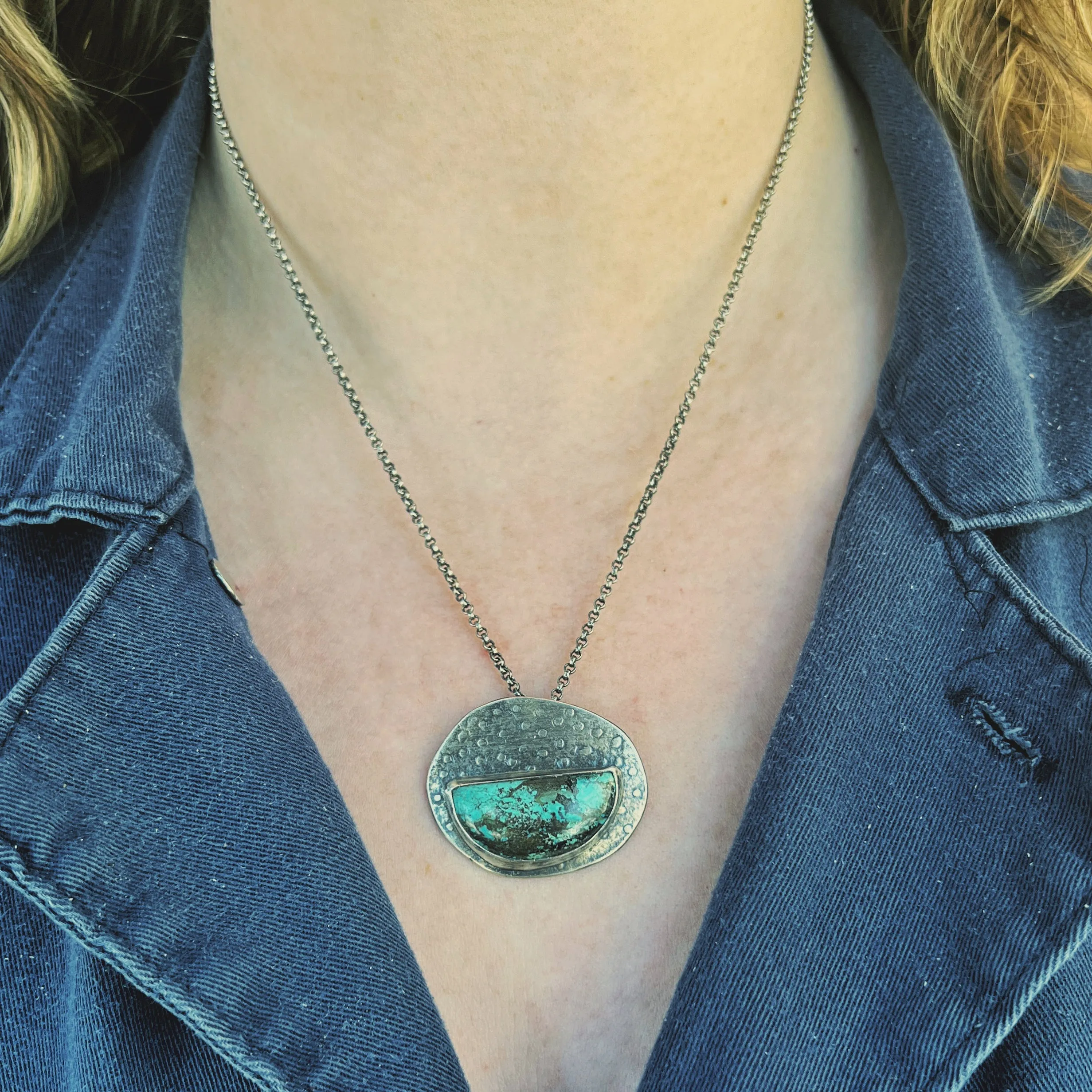 Embossed Turquoise Pendant