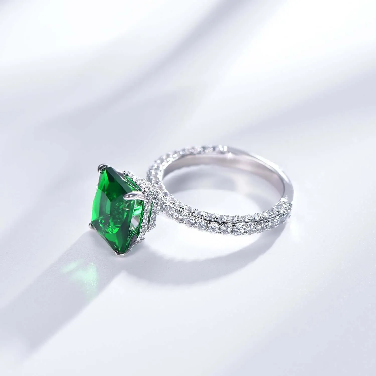 Emerald Green Radiant Cut Engagement Ring