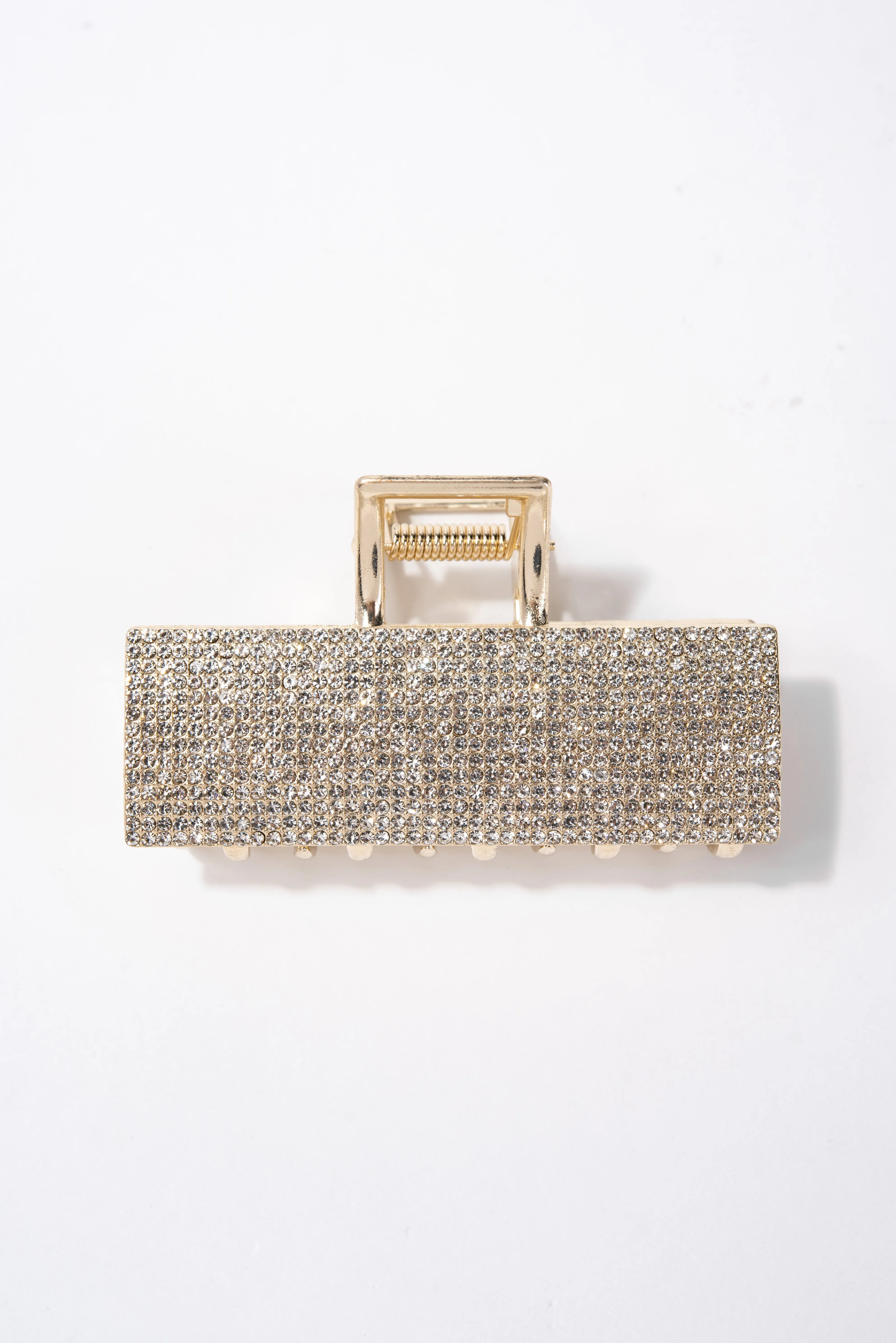 Emily Crystal Pave Rectangular Metal Hair Claw Clip