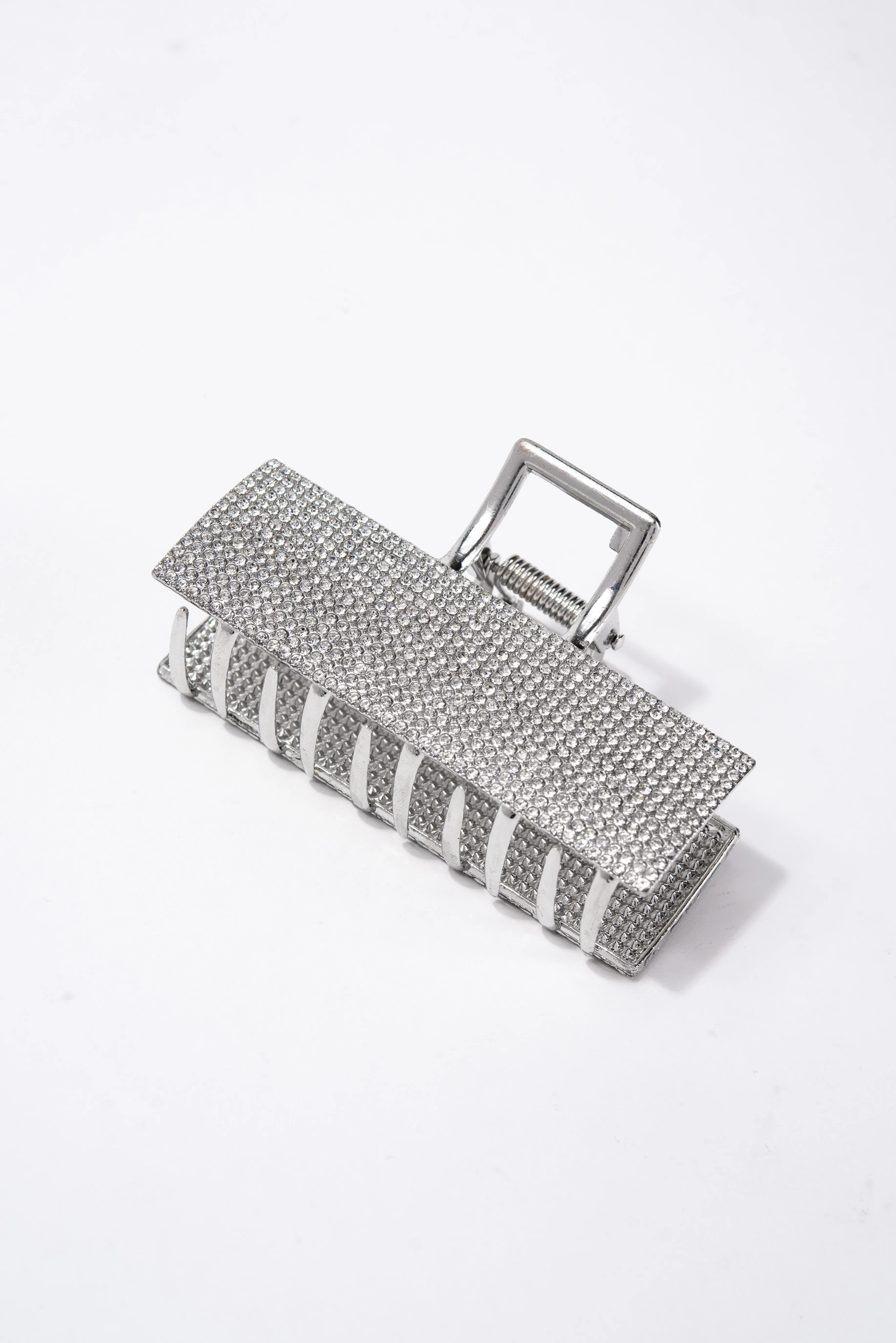 Emily Crystal Pave Rectangular Metal Hair Claw Clip