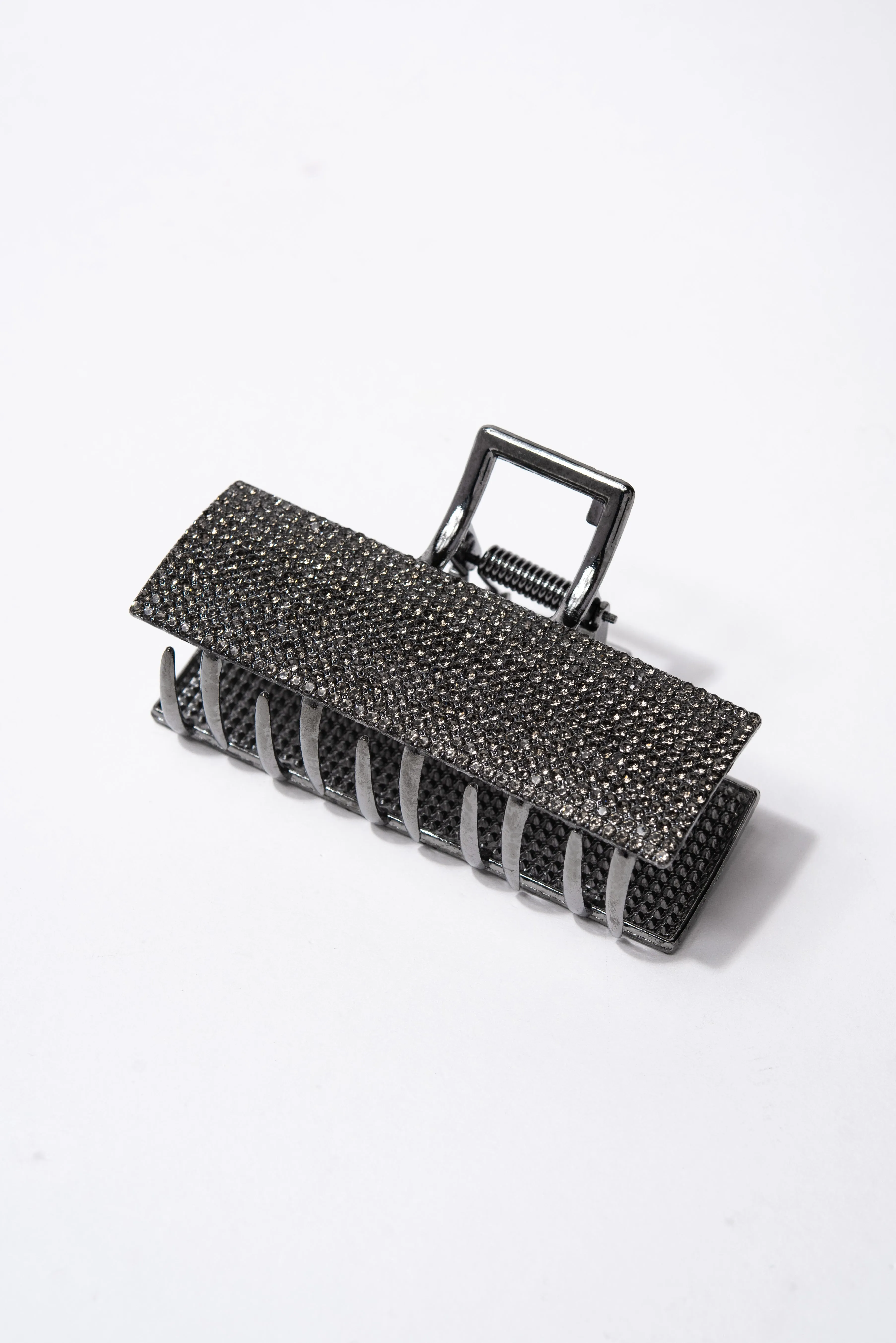 Emily Crystal Pave Rectangular Metal Hair Claw Clip