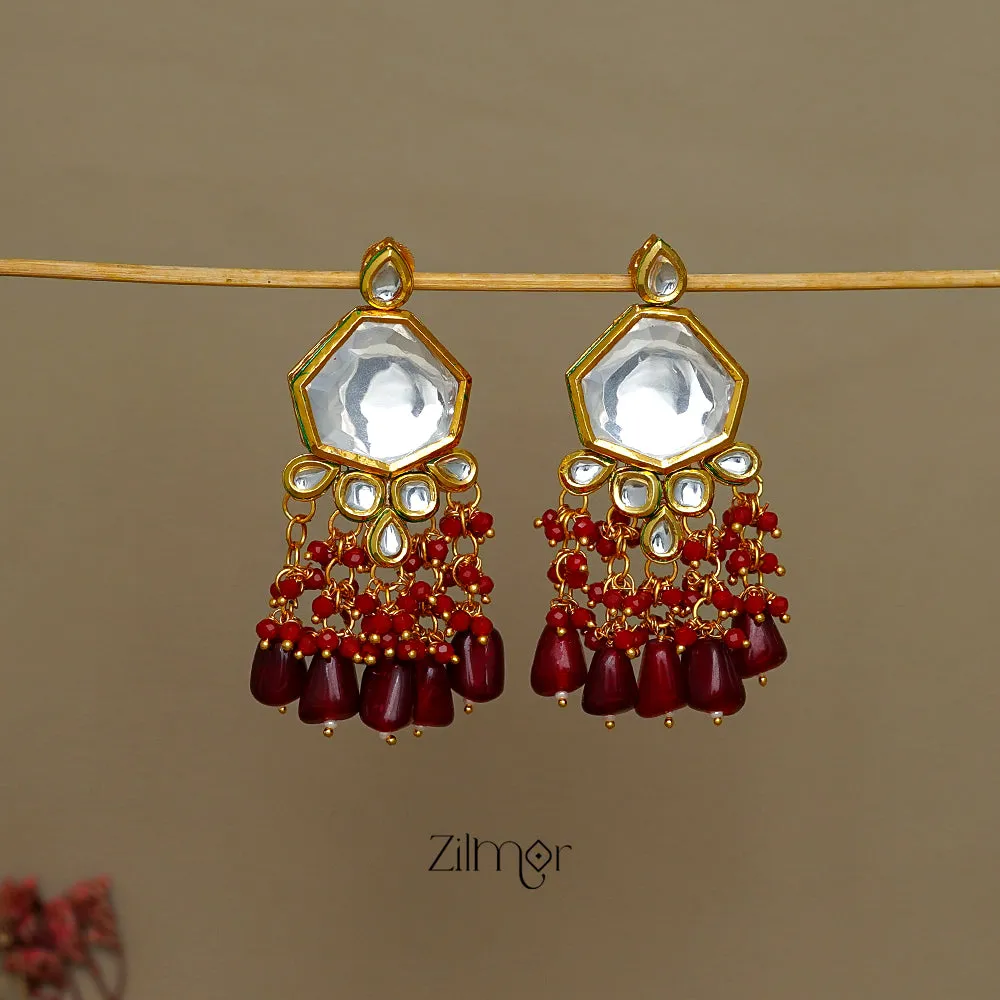 FS1011245 - Stone Studded beads hanging Dangler Earrings