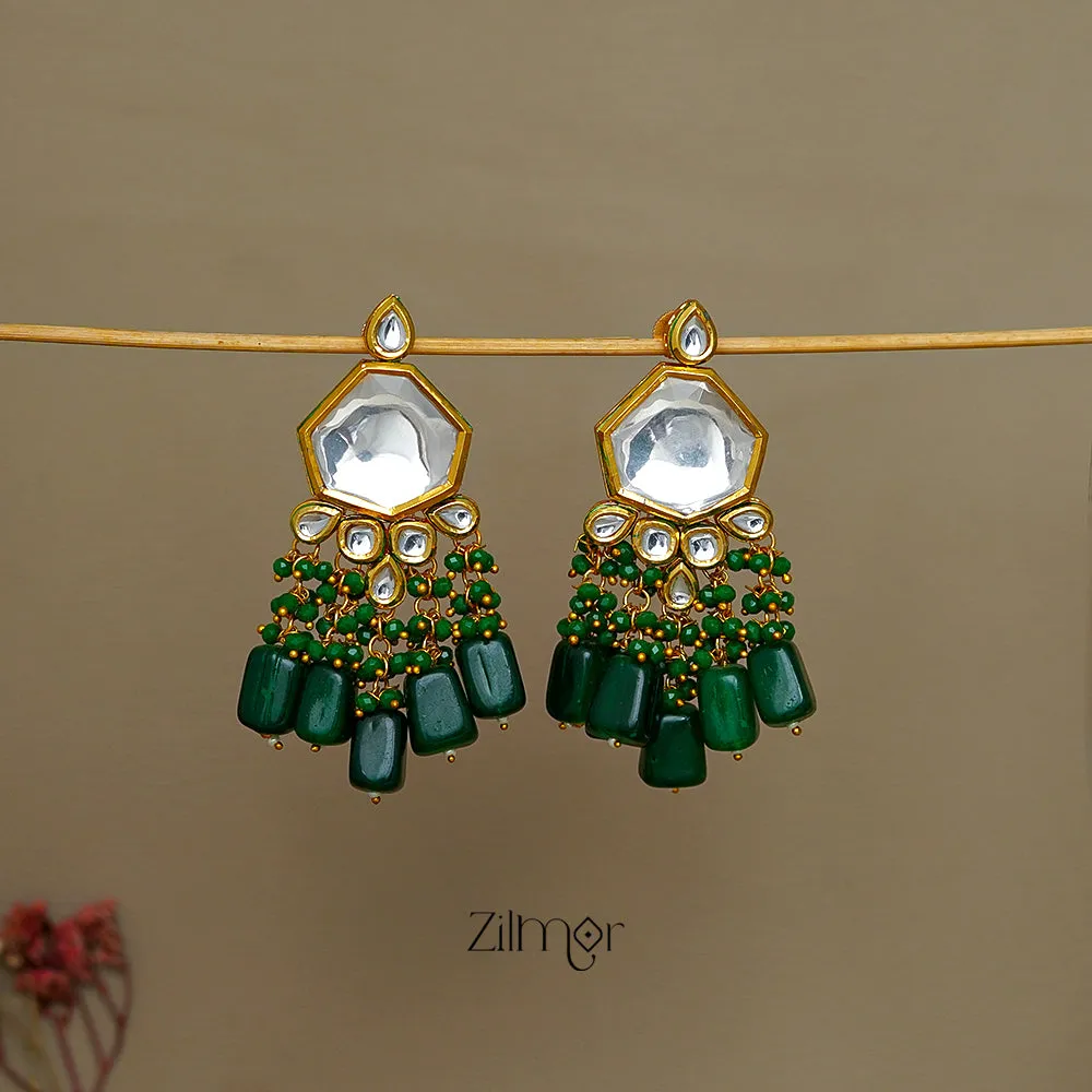 FS1011245 - Stone Studded beads hanging Dangler Earrings