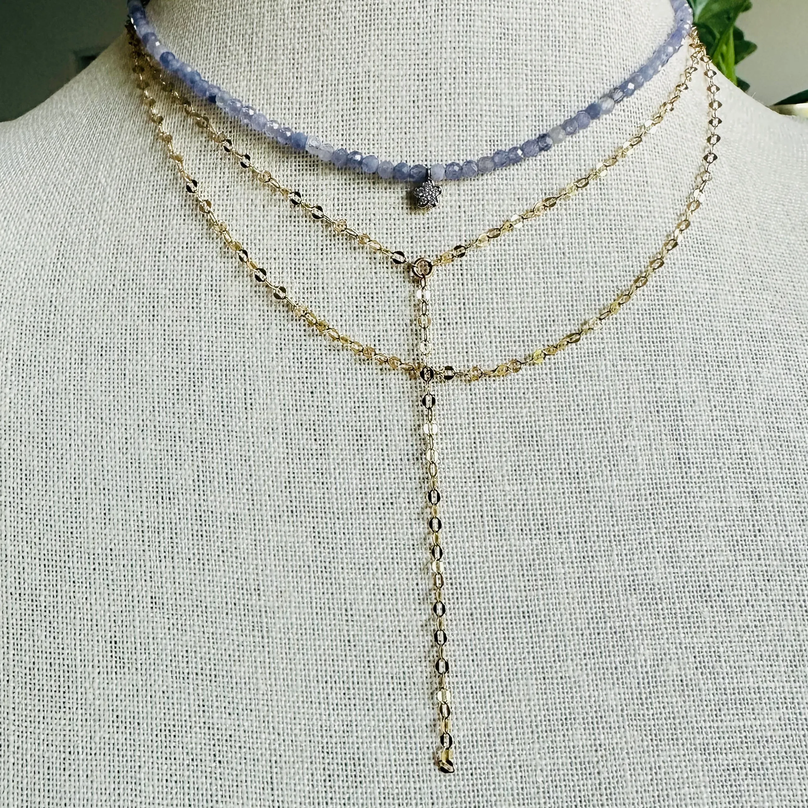 Gold Dapped Chain Y Necklace