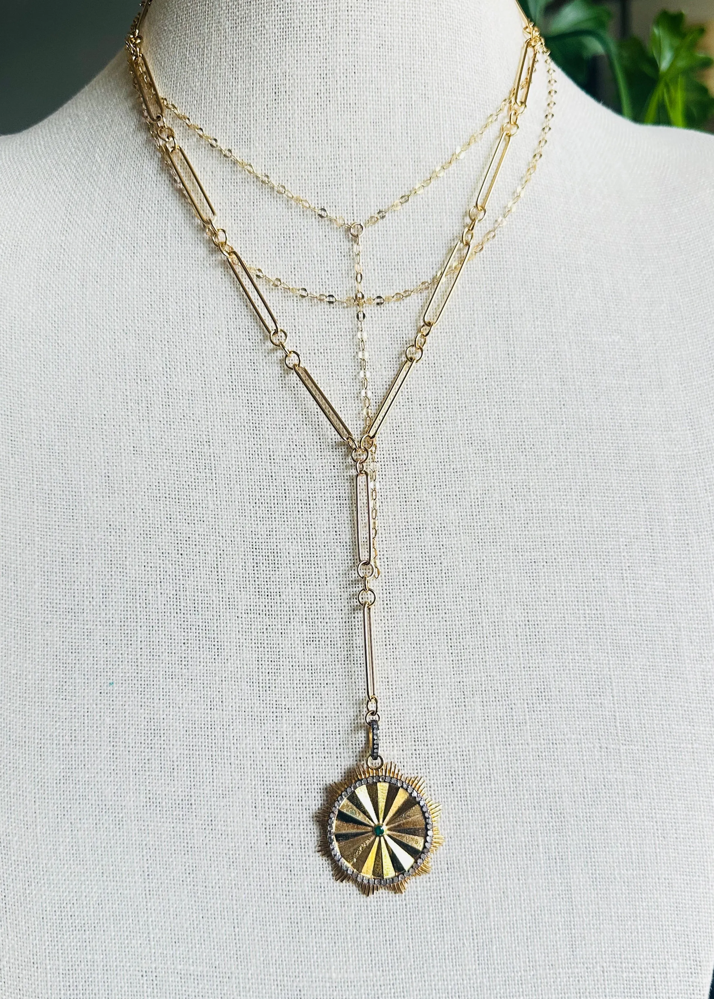 Gold Dapped Chain Y Necklace