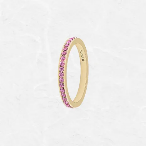 Gold Qudo Pink Crystal Eternity Ring